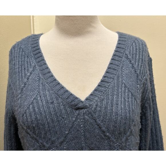 St John's Bay Women's Sweater Soft Ribbed Blue V-Neck Pullover Knit - Size Small - Picture 5 of 7